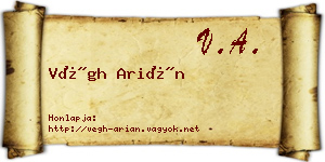Végh Arián névjegykártya